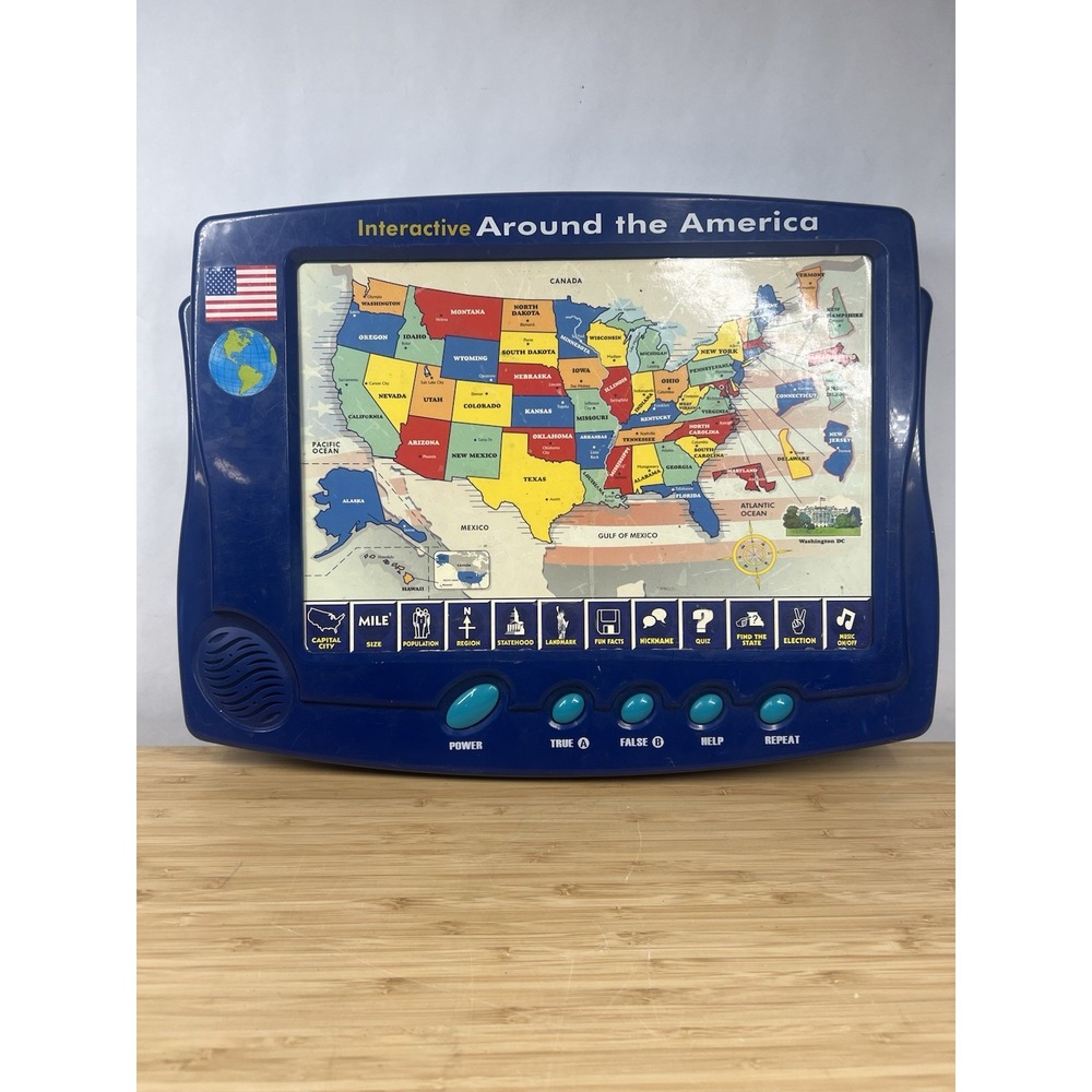 Interactive Around the America Electronic Talking Map Educational Toy Tested VTG